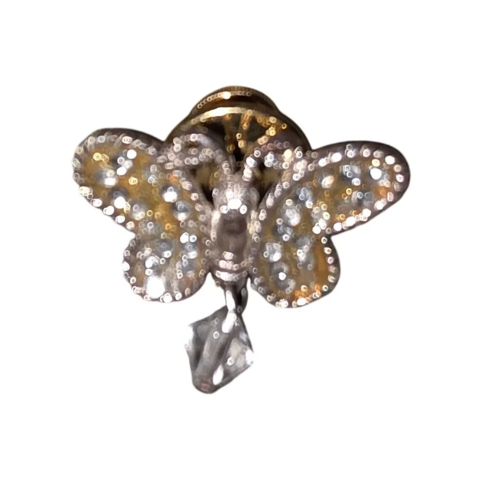 Sparkling Butterfly Pin Brooch Dangle Crystal Rhinestone Silver hat,‎ tie lapel